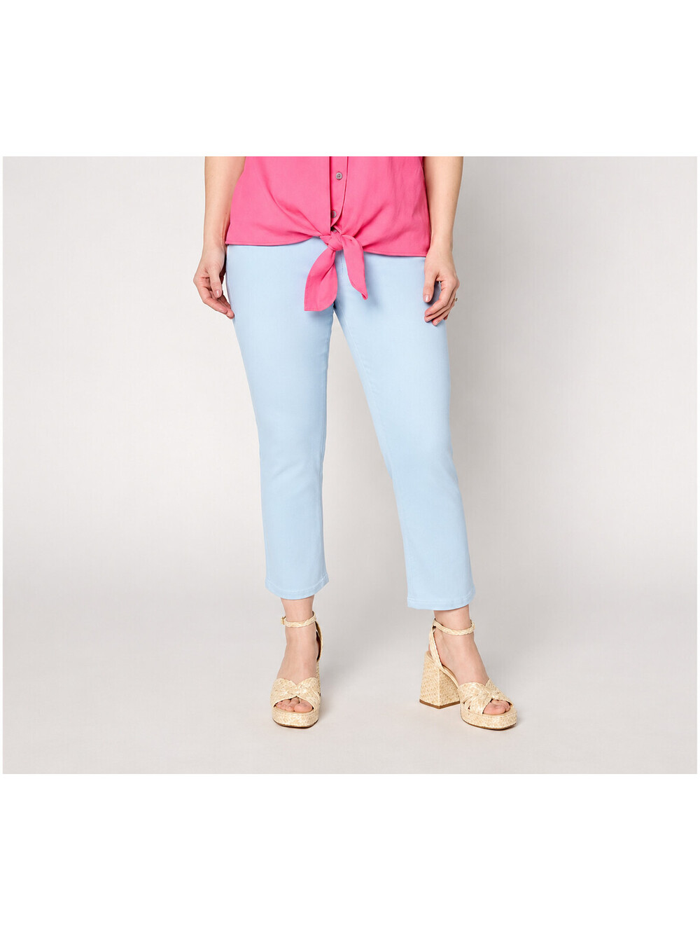 Belle by Kim Gravel TripleLuxe Denim Topstitch Cropped Jean Bleach Wash Petite 8